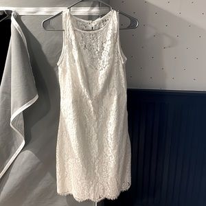 Eva Mendes White Lace Cocktail Dress